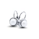 Silver pearl earrings with latch-back closure