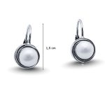 Silver pearl earrings with latch-back closure