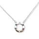 Silver necklace with loop pendant and colorful zirconia stones