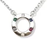   Silver necklace with loop pendant and colorful zirconia stones