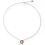 Silver necklace with loop pendant and colorful zirconia stones