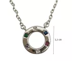 Silver necklace with loop pendant and colorful zirconia stones