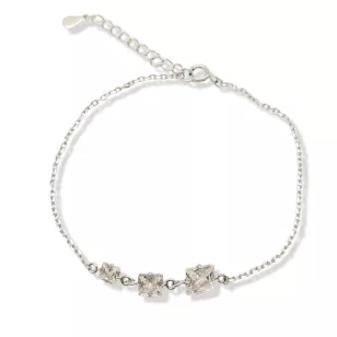 Silver bracelet with 3 square zirconia stones