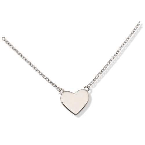 Thin silver pendant necklace with an engravable heart pendant