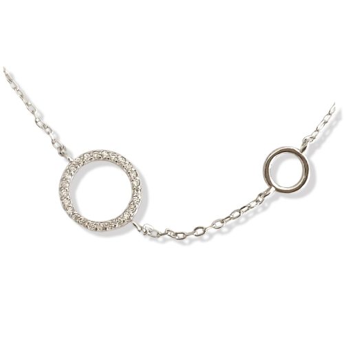 Thin silver necklace with two rings