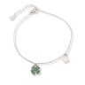 Silver bracelet with green stone clover charm