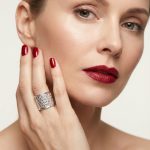  Silver band ring / Wide band with small flowers, larger size