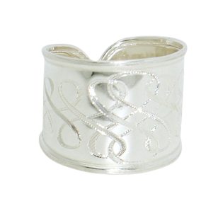   Silver band ring / Wide band with infinite tendril, smaller size