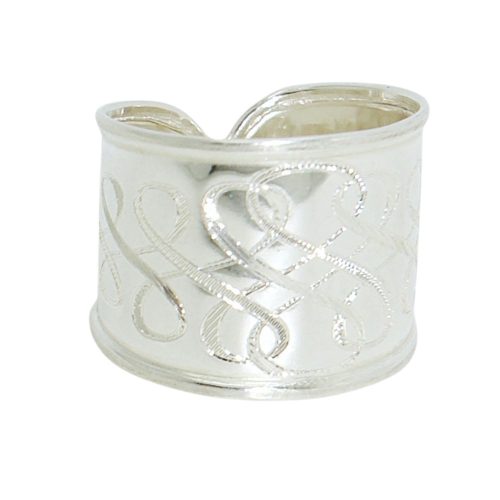 Silver band ring / Wide band with infinite tendril, smaller size
