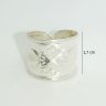   Silver band ring / Wide band with flower pattern, larger size