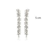 Silver drop / dangle earrings with leaf pattern