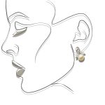 Freshwater pearl silver earrings with zirconia leaves