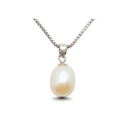 Freshwater elongated pearl silver pendant
