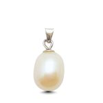 Freshwater elongated pearl silver pendant