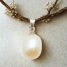 Freshwater elongated pearl silver pendant