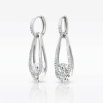 Silver hoop earrings with dangling drops 2-in-1