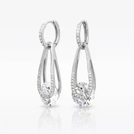 Silver hoop earrings with dangling drops 2-in-1