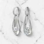 Silver hoop earrings with dangling drops 2-in-1