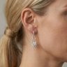 Silver hoop earrings with dangling drops 2-in-1