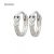 Small silver snake hoop earrings with blue eyes