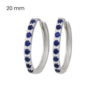 Silver hoop earrings with blue stones