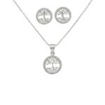 Silver tree of life earrings and pendant set 