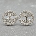 Silver tree of life earrings and pendant set 