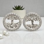 Silver tree of life earrings and pendant set 