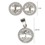 Silver tree of life earrings and pendant set 