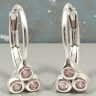 Vintage silver baby earrings with pink stones