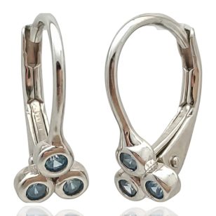 Vintage silver baby earrings with light blue stones