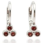 Vintage silver baby earrings with red stones