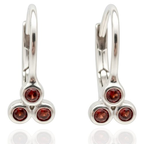 Vintage silver baby earrings with red stones