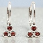 Vintage silver baby earrings with red stones