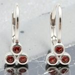 Vintage silver baby earrings with red stones