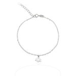 Thin silver bracelet with lotus flower pendant