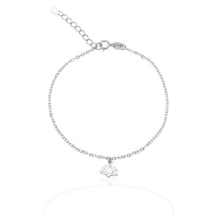 Thin silver bracelet with lotus flower pendant