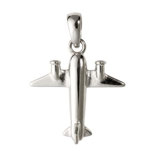 Silver airplane pendant 2 cm