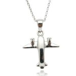 Silver airplane pendant 2 cm