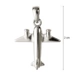 Silver airplane pendant 2 cm