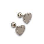 Silver heart earrings for girls with ball clasps