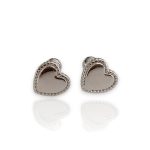 Silver heart earrings for girls with ball clasps
