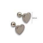 Silver heart earrings for girls with ball clasps