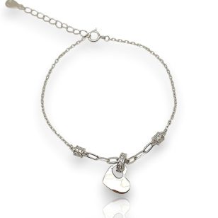 Silver chain bracelet with a heart charm