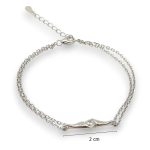 Double silver bracelet with zirconia stones