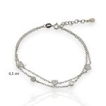 Double silver bracelet with stones and a heart