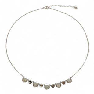 Silver necklace with rock crystal pendants