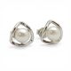 Geometric silver pearl earrings