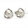 Geometric silver pearl earrings