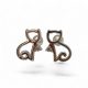 Cat-shaped silver earrings for girls with ball clasps